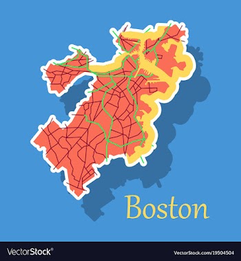 Map of boston city sticker vector image