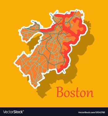Map of boston city sticker vector image