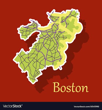 Map of boston city sticker vector image