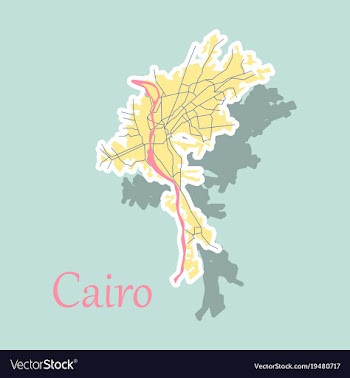 Map of cairo city streets egypt sticker view vector image