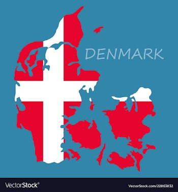 Map of denmark filled with flag of the state vector image