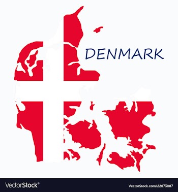 Map of denmark filled with flag of the state vector image