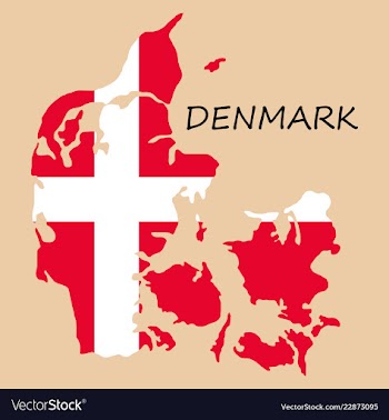 Map of denmark filled with flag of the state vector image