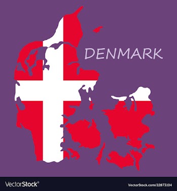 Map of denmark filled with flag of the state vector image