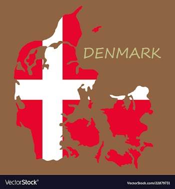 Map of denmark filled with flag of the state vector image