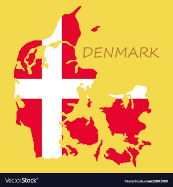 Map of denmark filled with flag of the state vector image