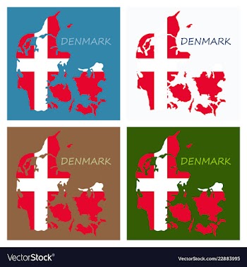 Map of denmark filled with flag of the state vector image