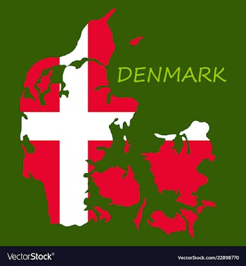 Map of denmark filled with flag of the state vector image