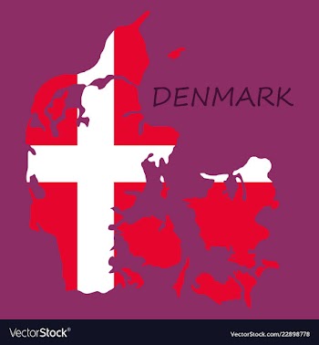 Map of denmark filled with flag of the state vector image