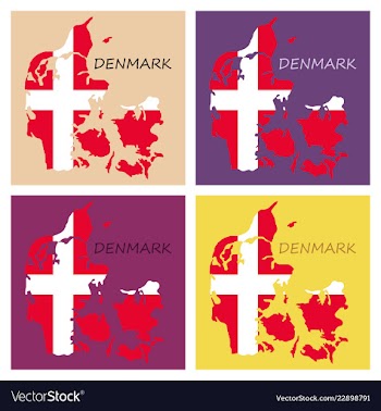 Map of denmark filled with flag of the state vector image