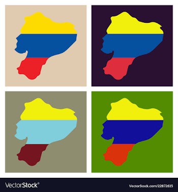 Map of ecuador with regions and flags of provinces vector image