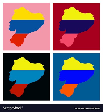 Map of ecuador with regions and flags of provinces vector image
