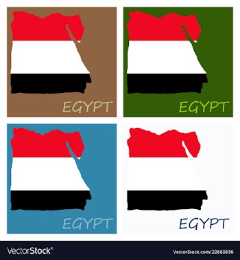 Map of egypt with an official flag on white vector image