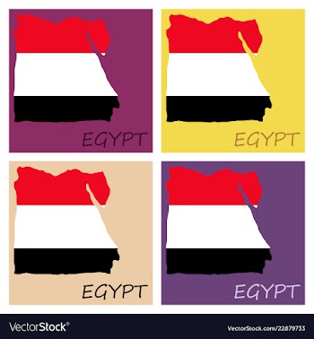 Map of egypt with an official flag on white vector image