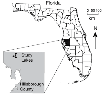 Map of Florida (USA) and inset map of Hillsborough County showing ...