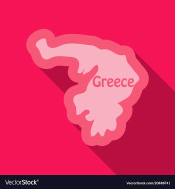 Map of greece in flat style with shadow vector image