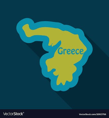 Map of greece in flat style with shadow vector image