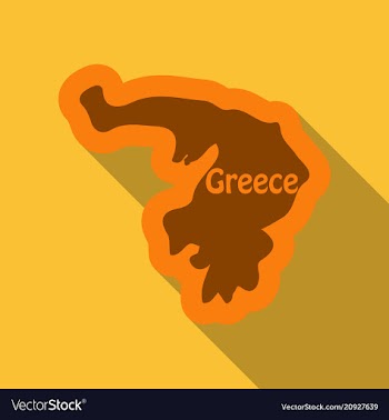 Map of greece in flat style with shadow vector image