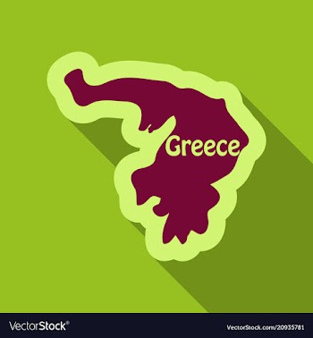 Map of greece in flat style with shadow vector image
