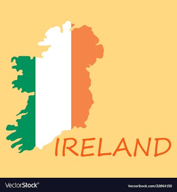 Map of ireland with flag hand painted with brush vector image