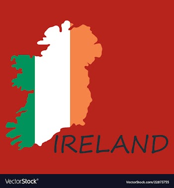 Map of ireland with flag hand painted with brush vector image