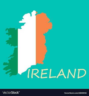 Map of ireland with flag hand painted with brush vector image