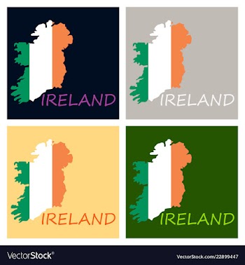 Map of ireland with flag hand painted with brush vector image