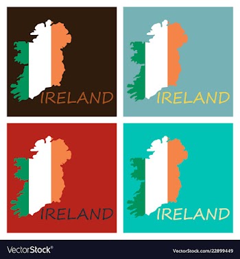 Map of ireland with flag hand painted with brush vector image