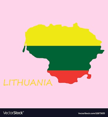 Map of lithuania with flag as texture isolated on vector image