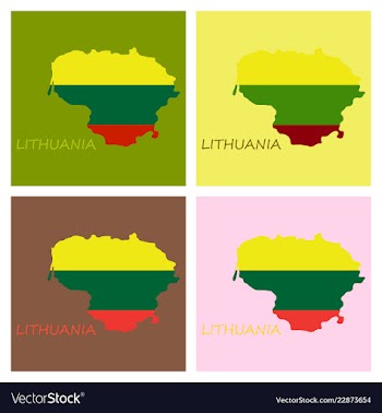 Map of lithuania with flag as texture isolated on vector image