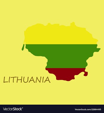 Map of lithuania with flag as texture isolated on vector image