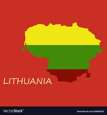 Map of lithuania with flag as texture isolated on vector image