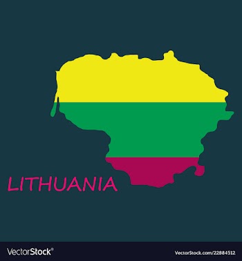 Map of lithuania with flag as texture isolated on vector image