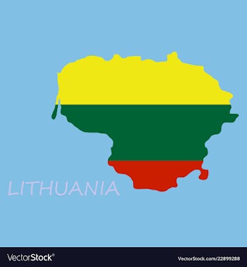 Map of lithuania with flag as texture isolated on vector image