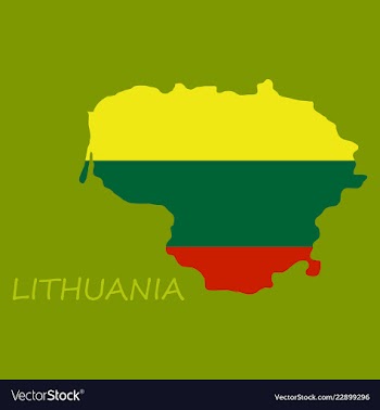 Map of lithuania with flag as texture isolated on vector image