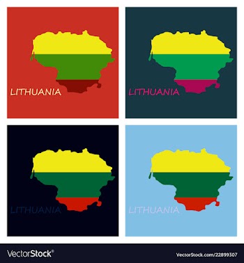 Map of lithuania with flag as texture isolated on vector image