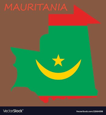 Map of mauritania with flag vector image