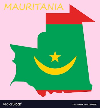Map of mauritania with flag vector image