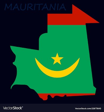 Map of mauritania with flag vector image