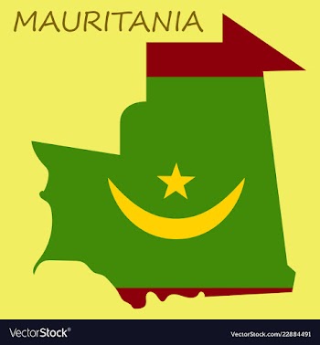 Map of mauritania with flag vector image