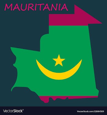Map of mauritania with flag vector image