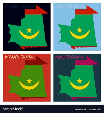 Map of mauritania with flag vector image