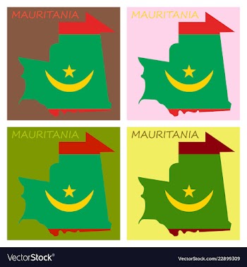 Map of mauritania with flag vector image