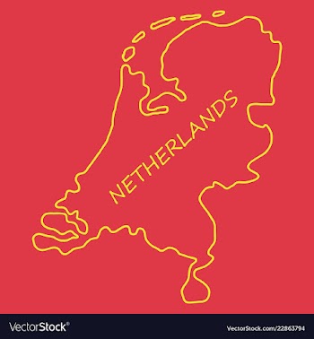 Map of netherlands with flag isolated white vector image
