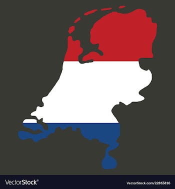 Map of netherlands with flag isolated white vector image