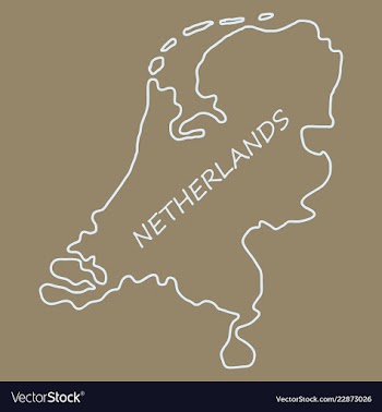 Map of netherlands with flag isolated white vector image
