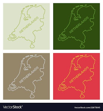 Map of netherlands with flag isolated white vector image