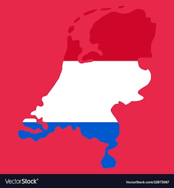 Map of netherlands with flag isolated white vector image