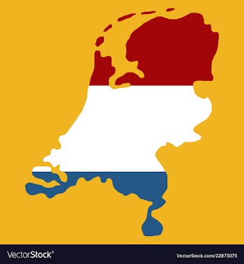 Map of netherlands with flag isolated white vector image