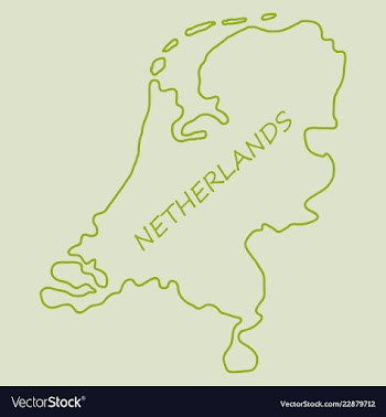 Map of netherlands with flag isolated white vector image
